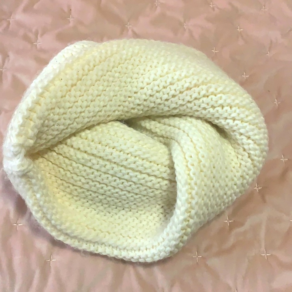 Cream cable knit circle scarf